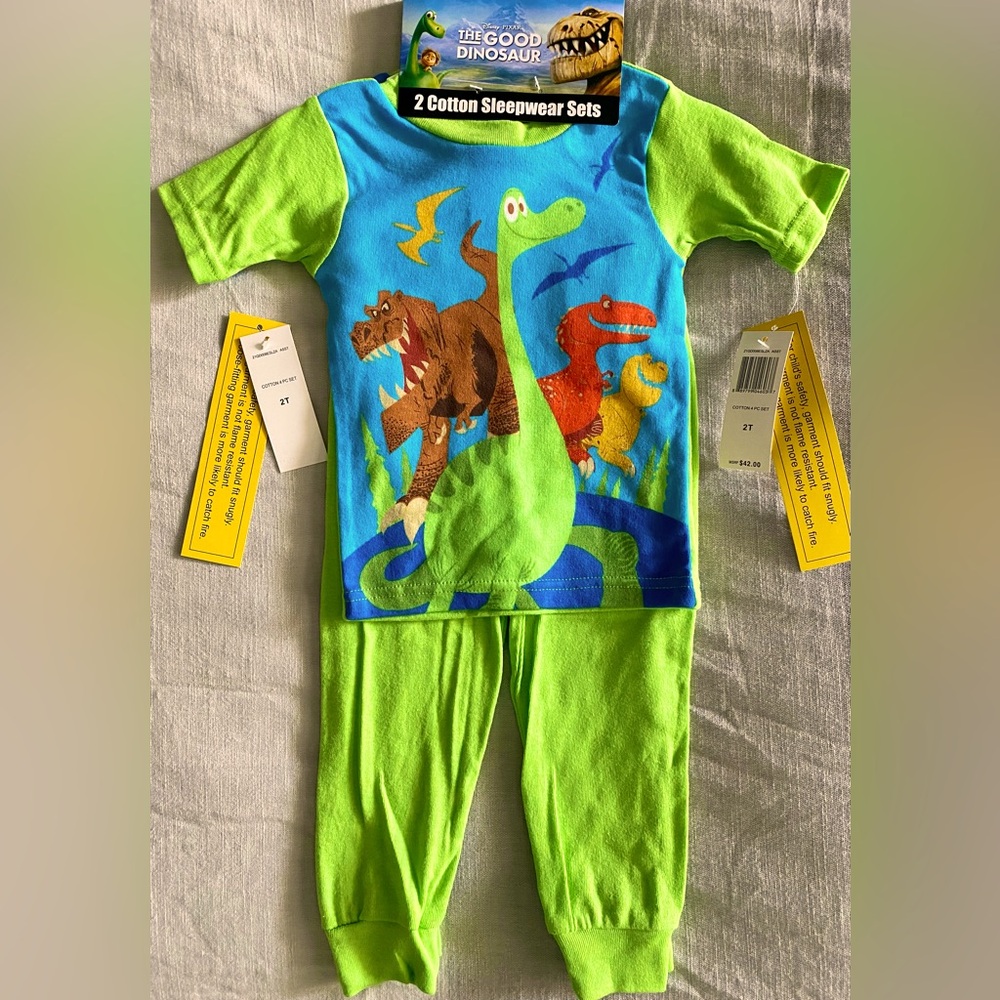 Disney The Good Dinosaur Cotton 4pc Boy&Girl Pants Pajama Set, 2T, NWT